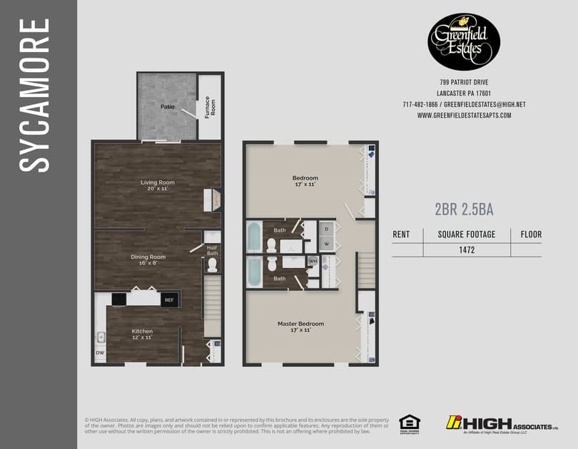 Sycamore Floor Plan - 2 Bed TH