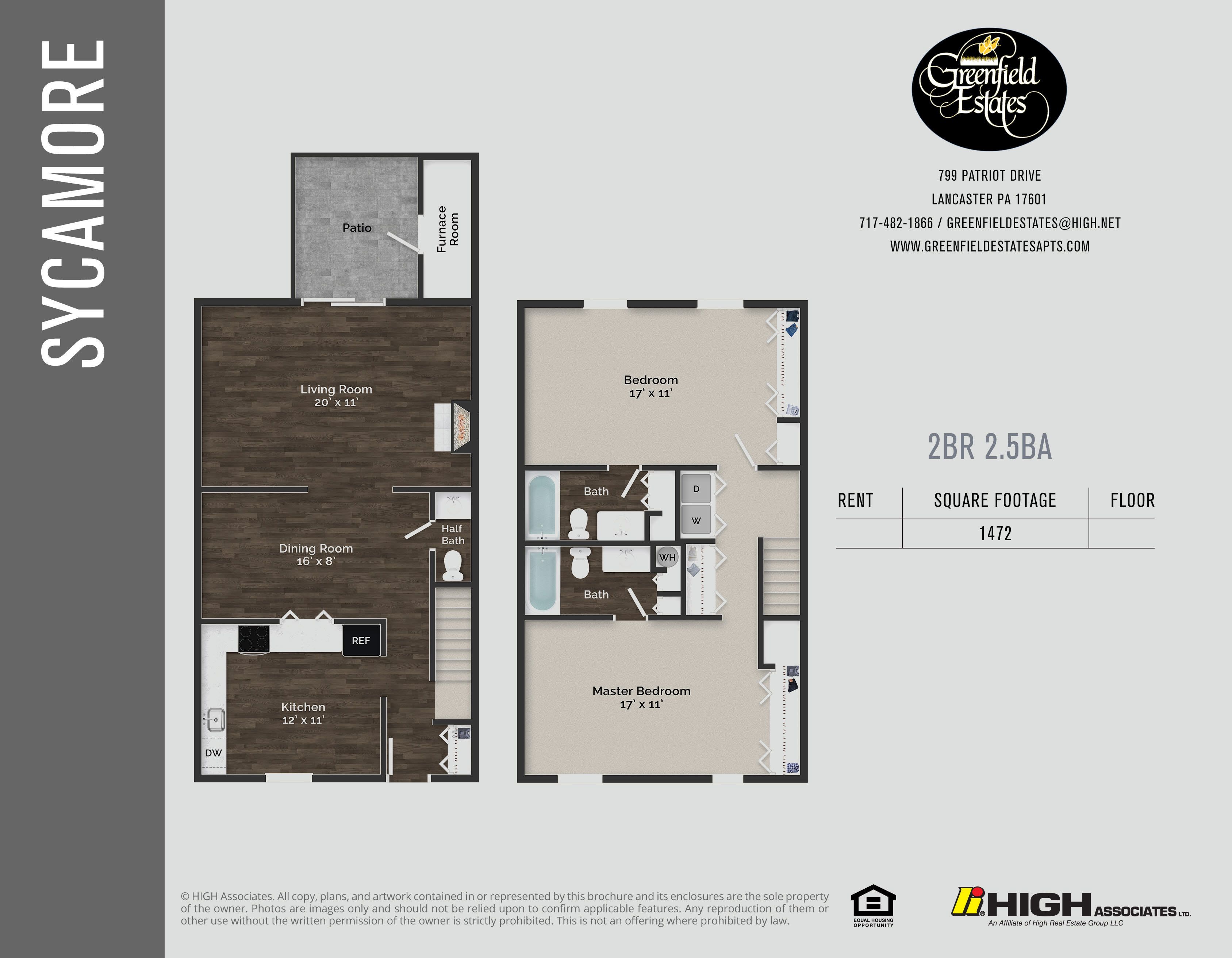 Sycamore Floor Plan - 2 Bed TH
